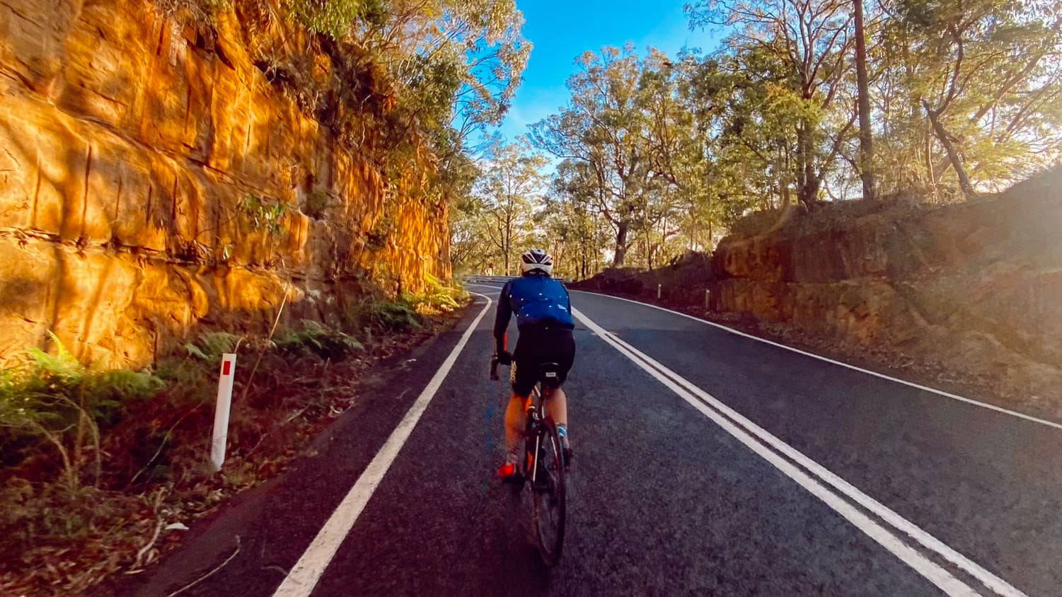 Cycling up Mount White near Sydney Australia