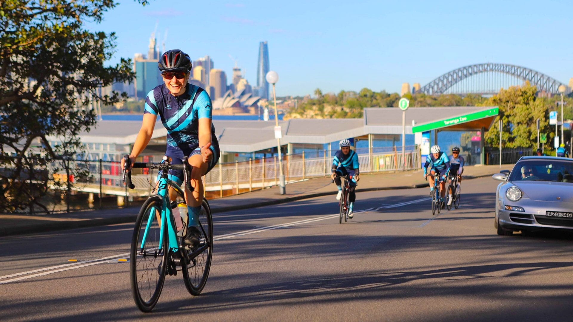 Cycling in Sydney with Sydney Harbour bridge behind