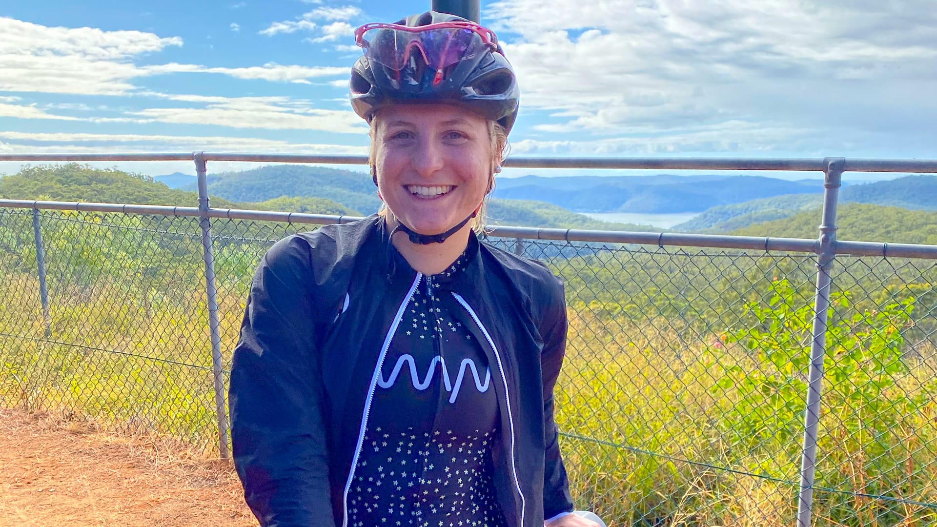 Cyclist at Pie in the sky coffee stop, near Sydney Australia
