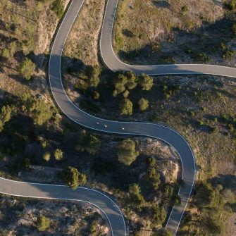 Aerial photo of roads in Terres de l'ebre, Catalonia