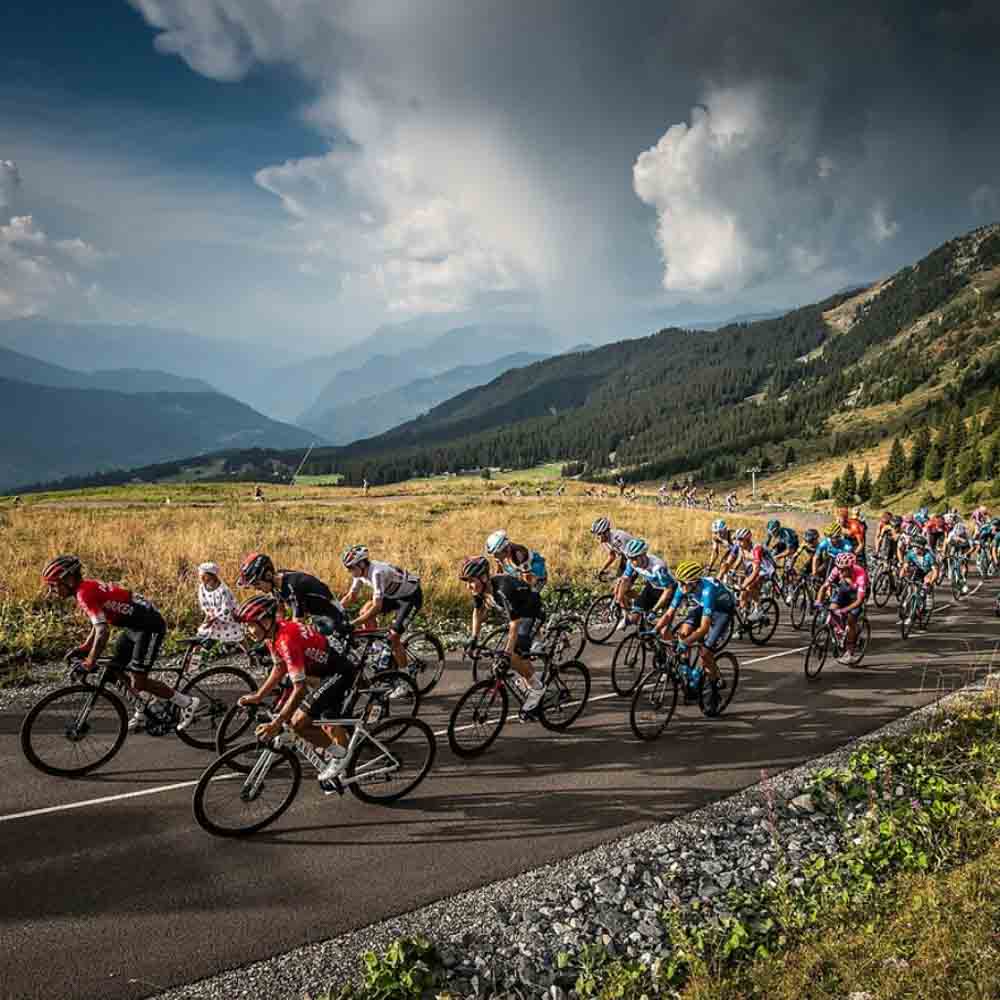 Cyclists in the mountains of Tour de France