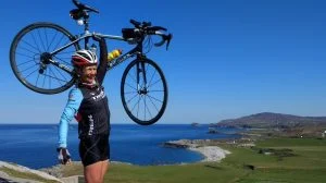 Cyclists at Malin Head having completed the MizMal route