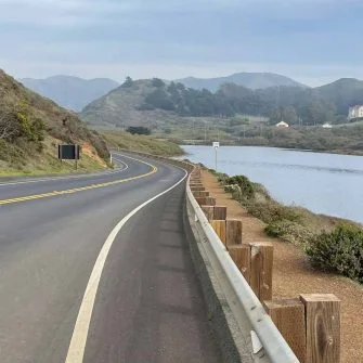 View of Rodeo Lagoon from the road cycling route