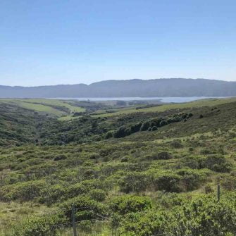 View over plains and water near San Francisco on an amazing bike loop