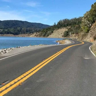 Cycling route between Stinson Beach and Bolinas near San Francisco