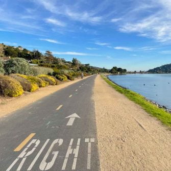 Tiburon bike path with water to right