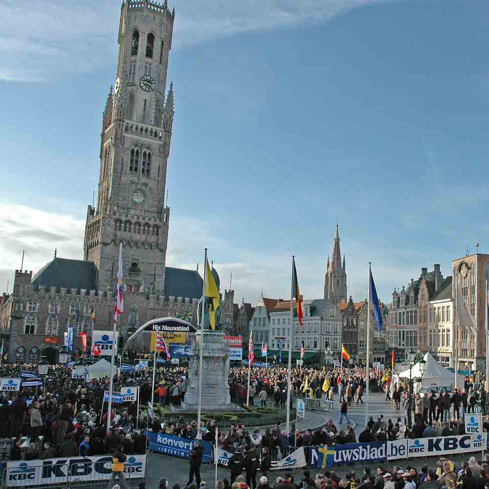 Many people have gathered to watch the bicycle race Belgium cycling holidays