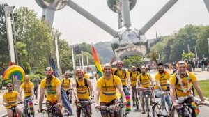 Group of cyclists in Brussels