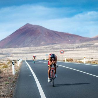 Cyclist training in Lanzarote