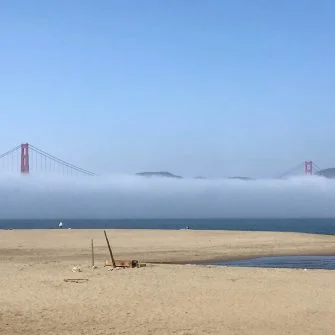 Golden Gate bridge provides access to Marin County for cyclists in San Francisco