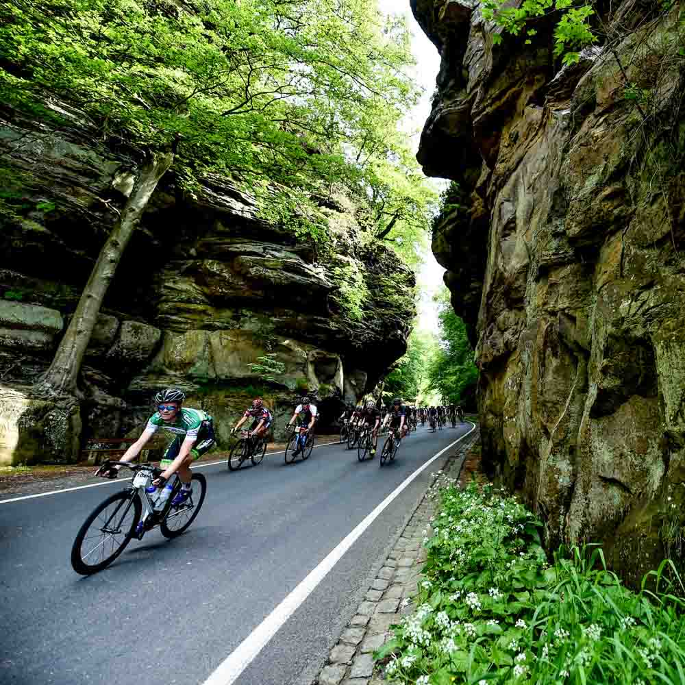 Cyclists are cycling and touring mountainous areas gran fondo Luxembourg