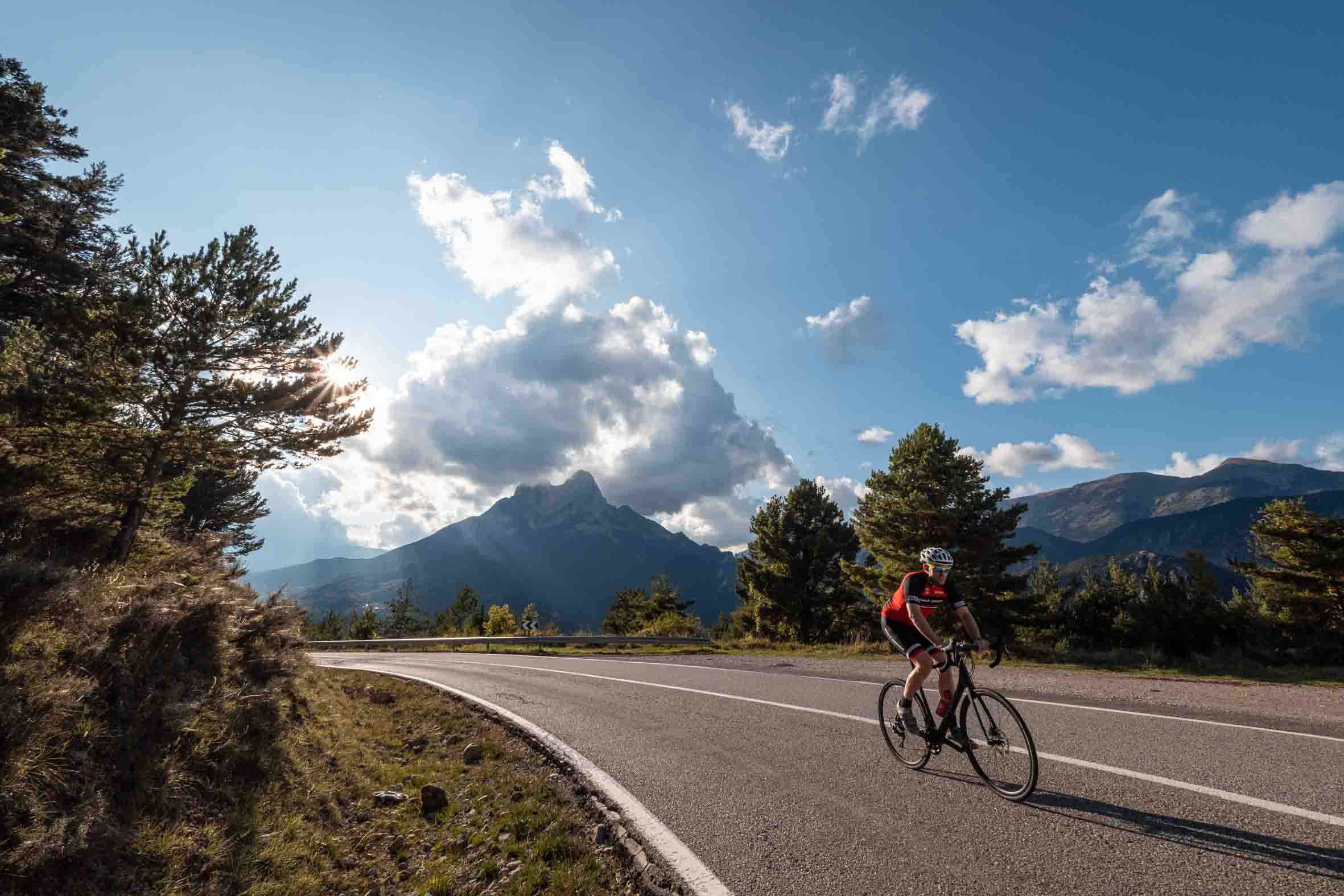 Cyclist in the mountains of the Bergueda region, Barcelona