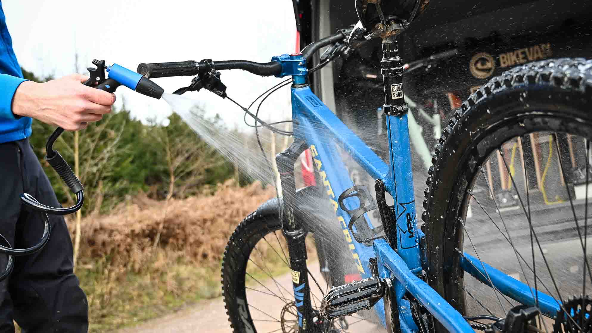 Spraying down a bike