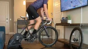 Cyclist on turbo trainer he hired