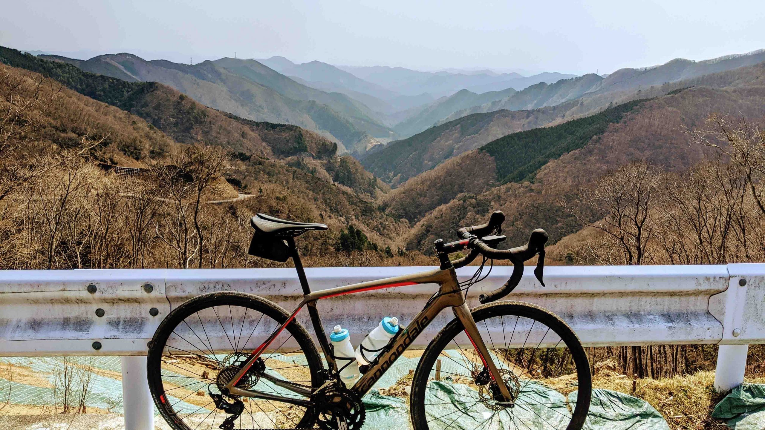 Bike with backdrop of mountains in Japan