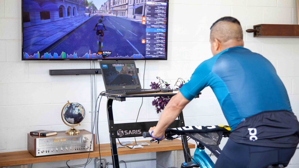 Cyclist with smart turbo training
