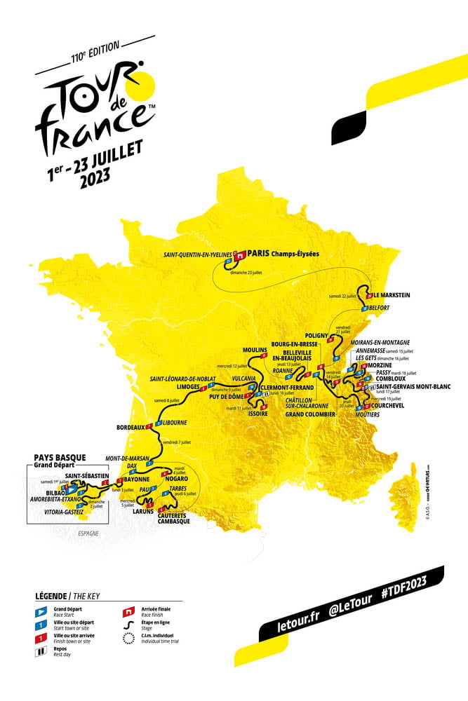 Tour de France 2023 route map