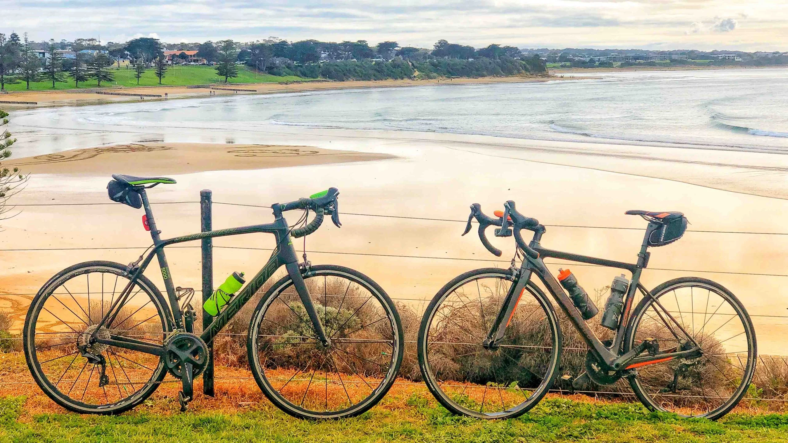 Two bikes at Torquay front beach