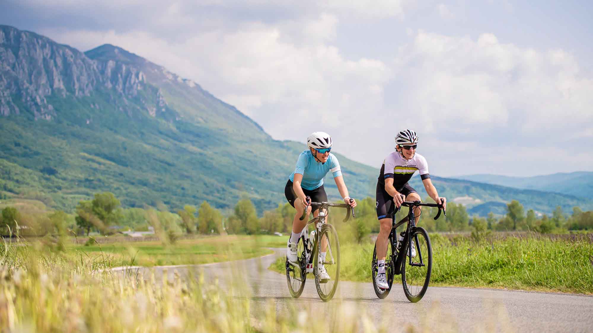 Cyclists near Goce, Vipava Valley, Slovenia