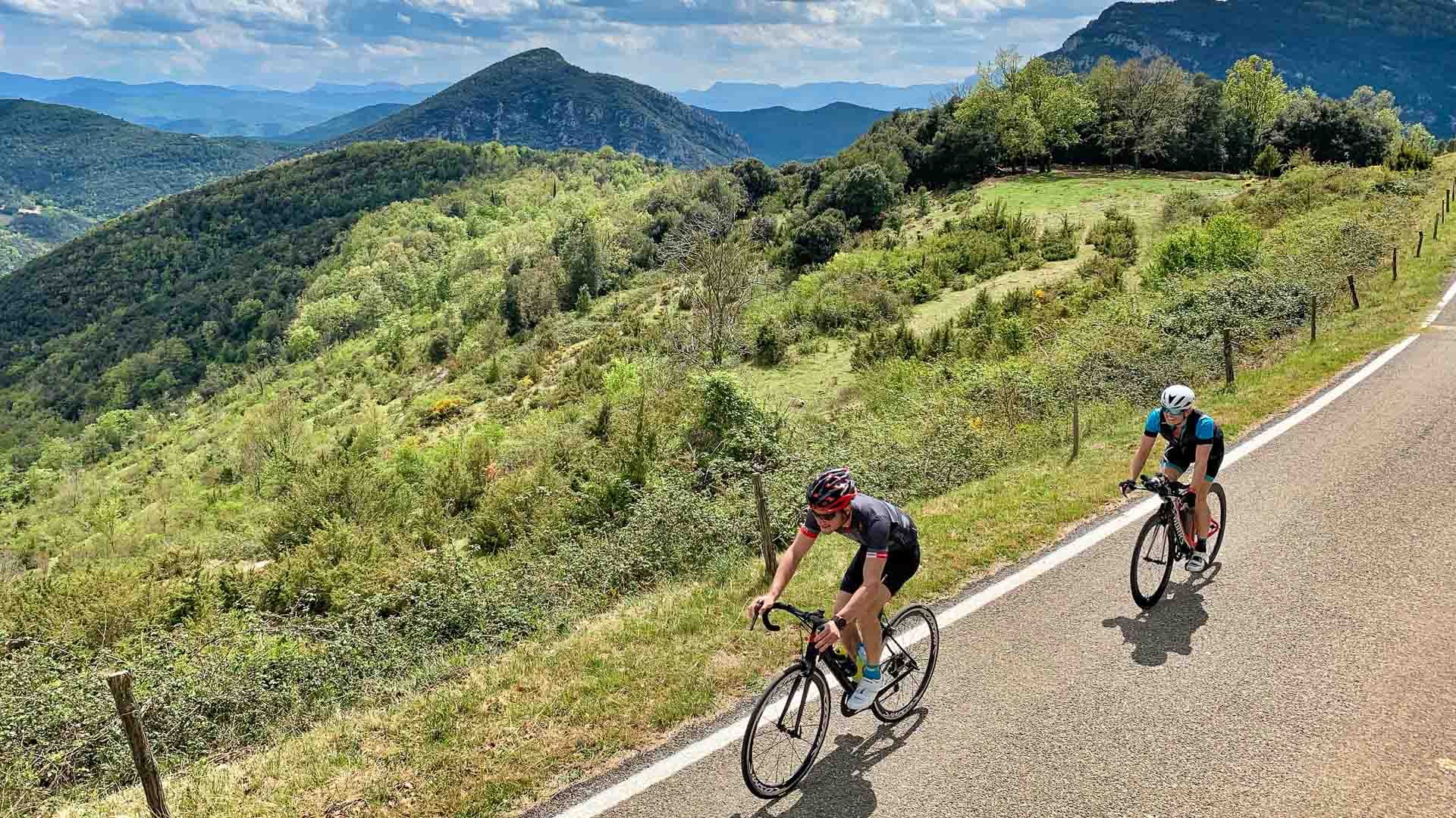Two cyclists training in the cycling camps area