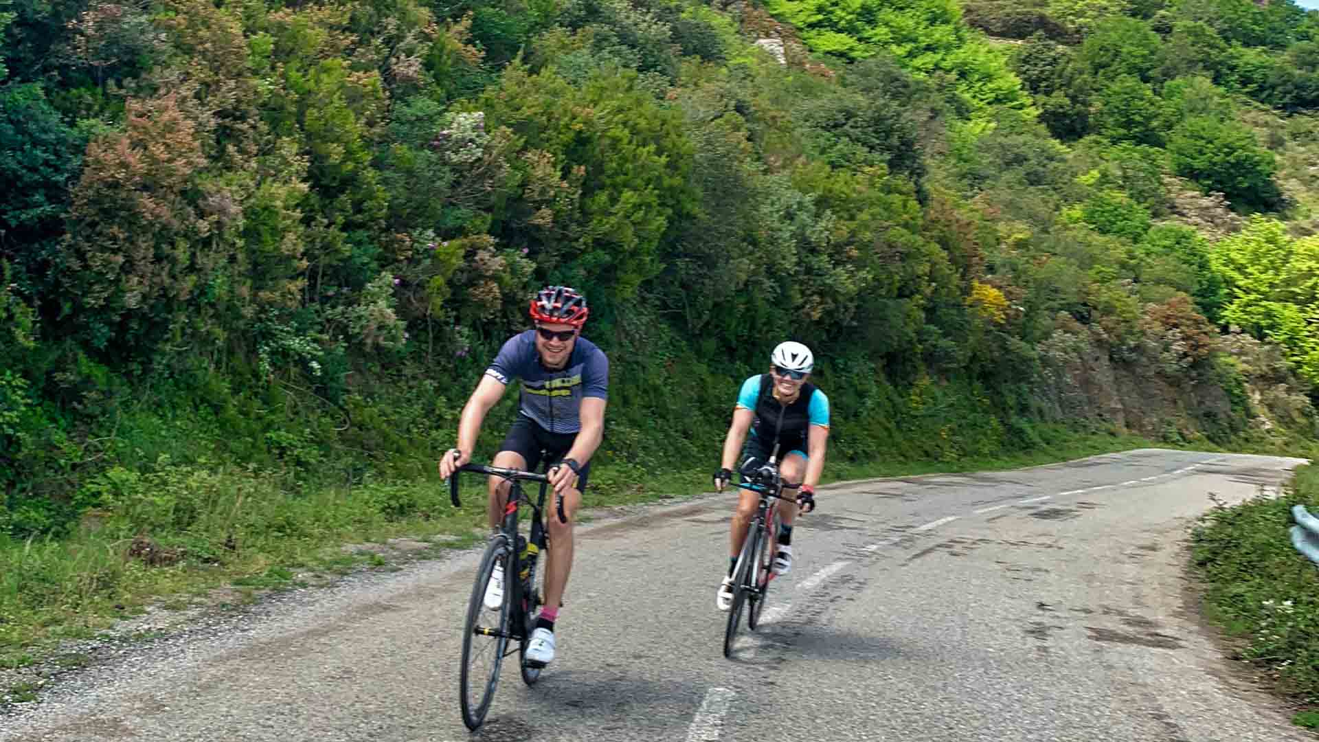 Two cyclists training in the cycling camps in Spain