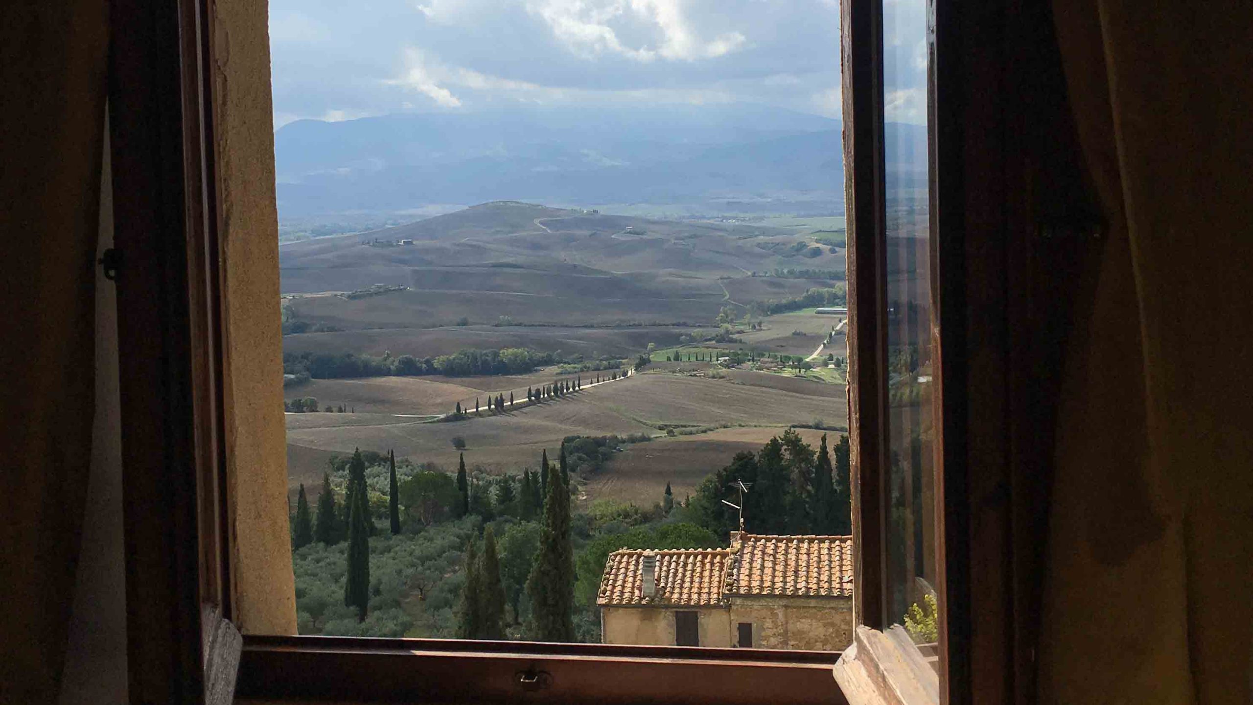 View from the window over Tuscan countryside
