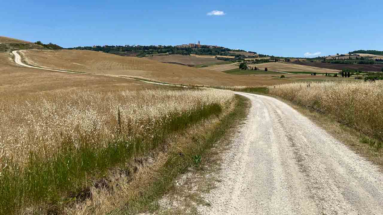 White roads in Tuscany towards Pienza on the Strada Bianche