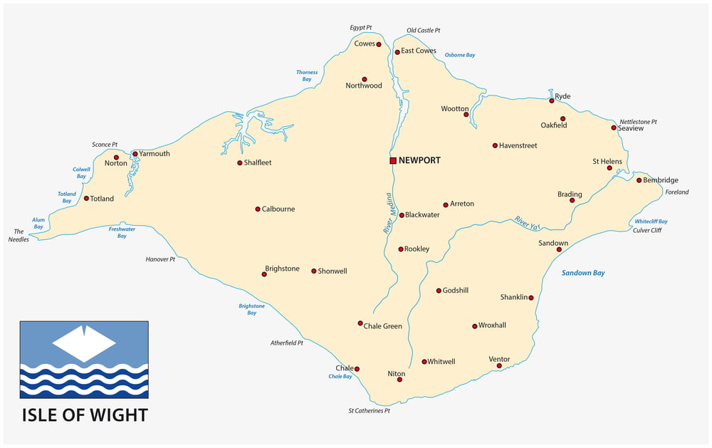 Map of the Isle of Wight towns