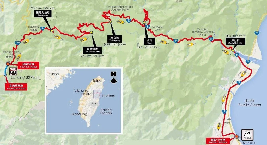 Taiwan KOM route map