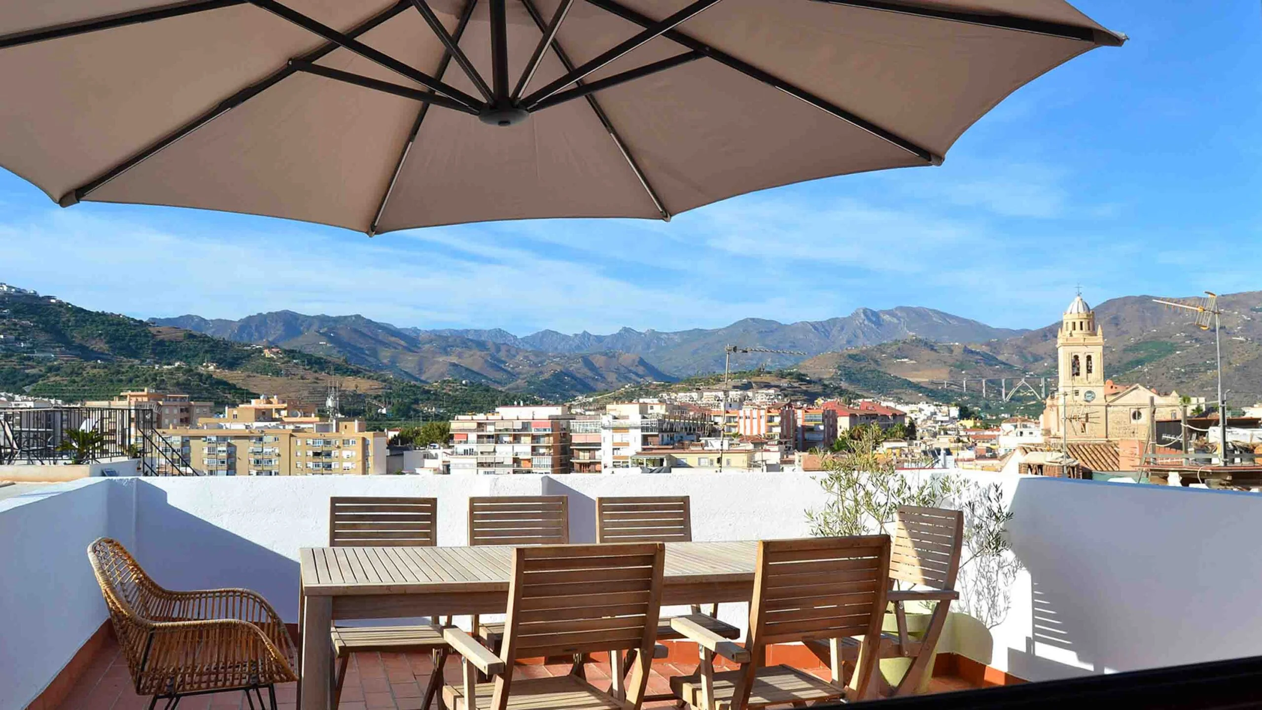 Rooftop patio at Vuelta a Costa Tropical cycling accommodation in Andalucia