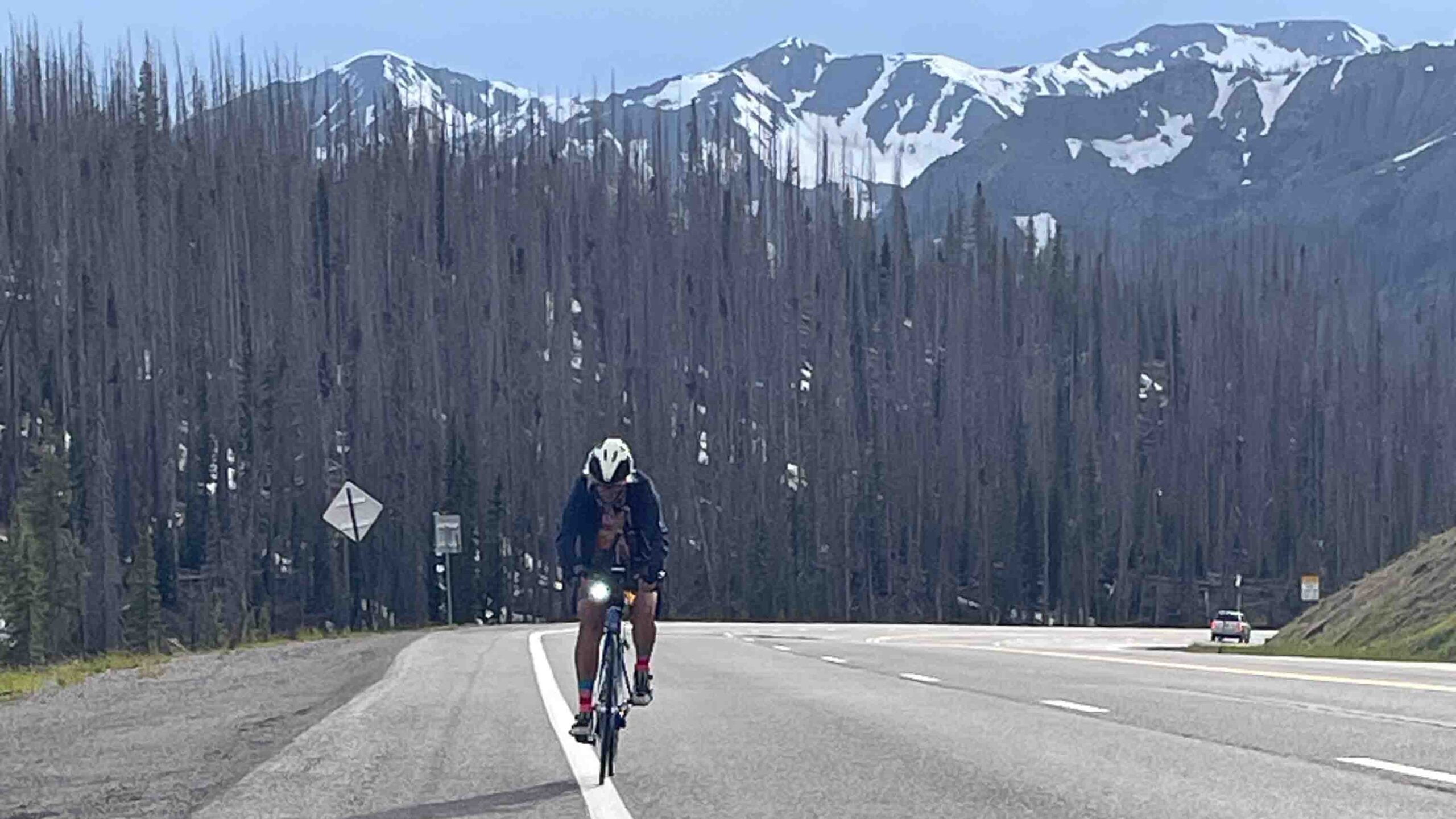 Cyclist in the Rocky Mountains on RAAM