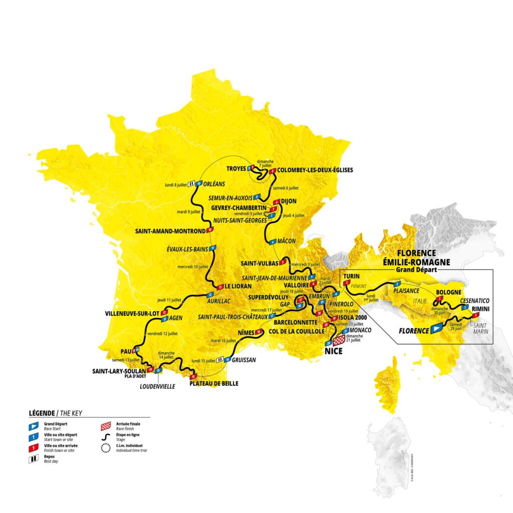 Map of the Tour de France route 2024