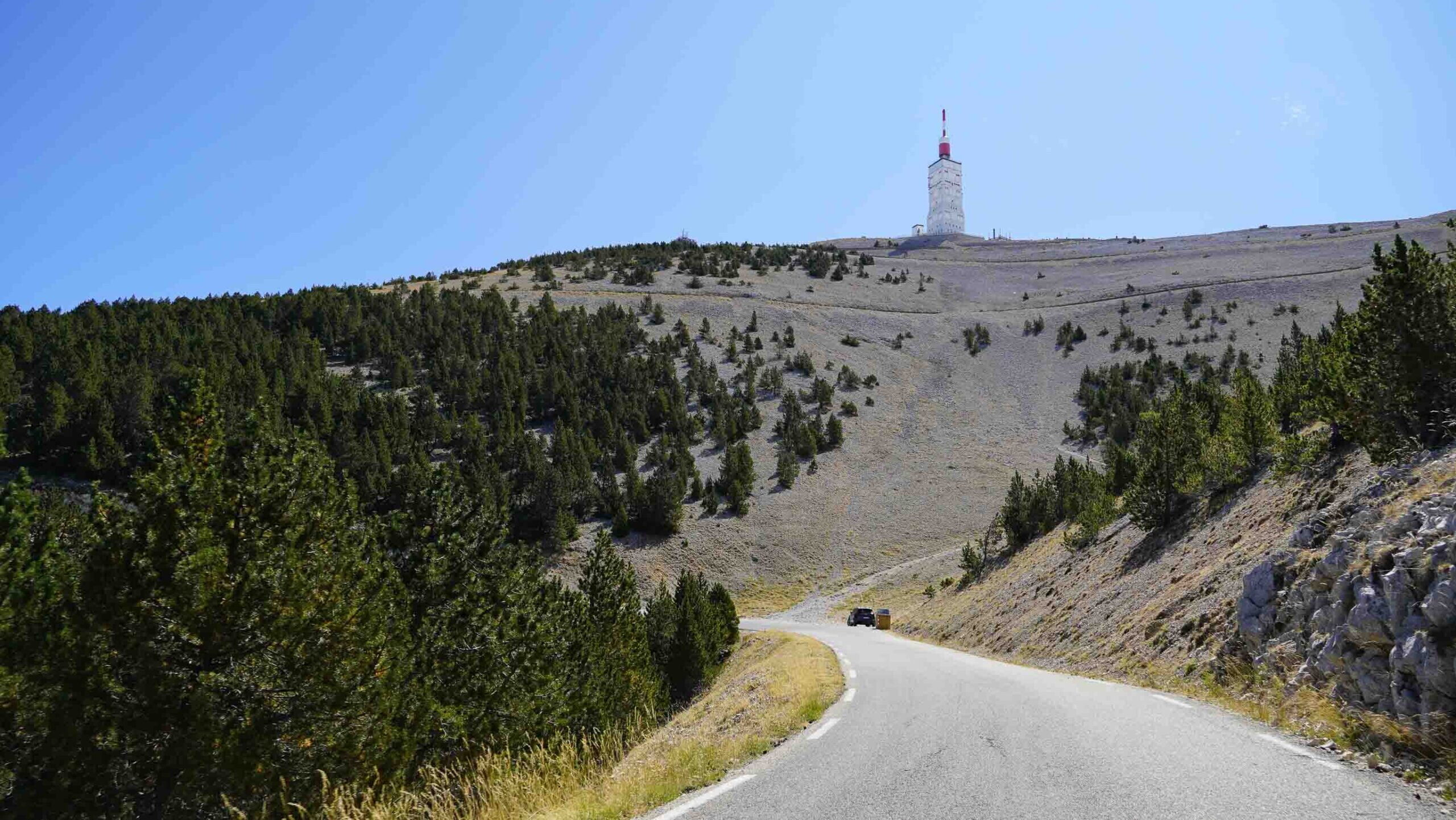Ventoux summit with road below