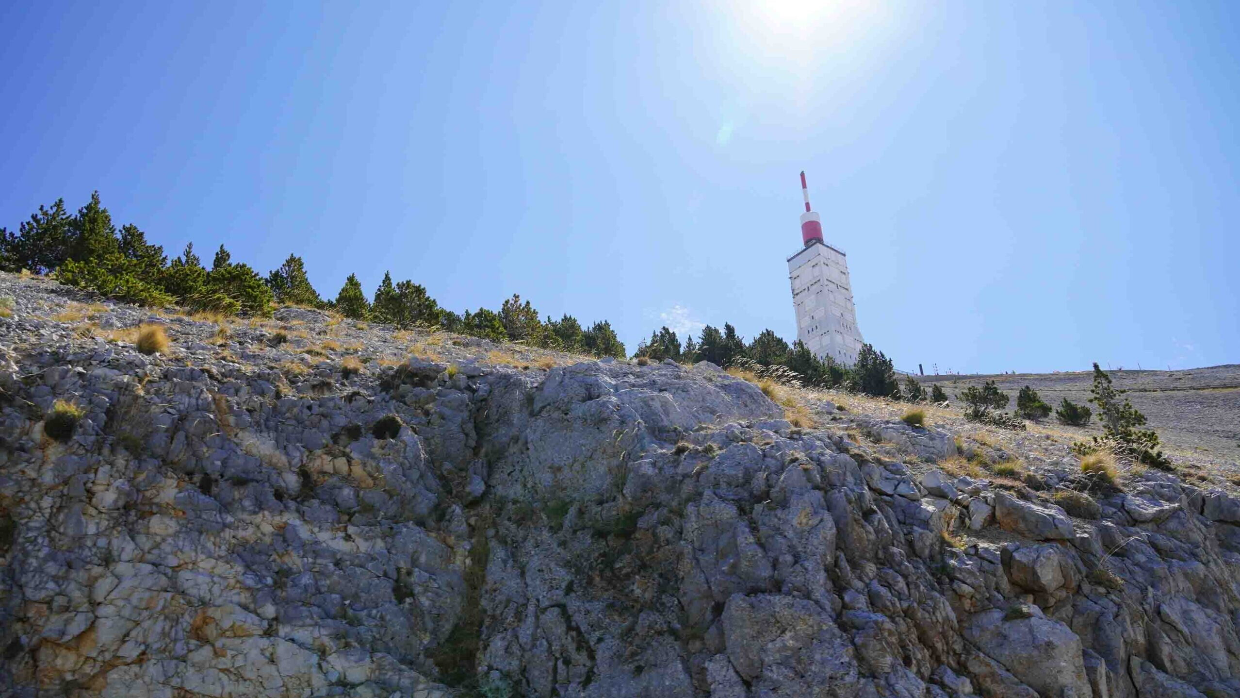 Ventoux summit towering above the road