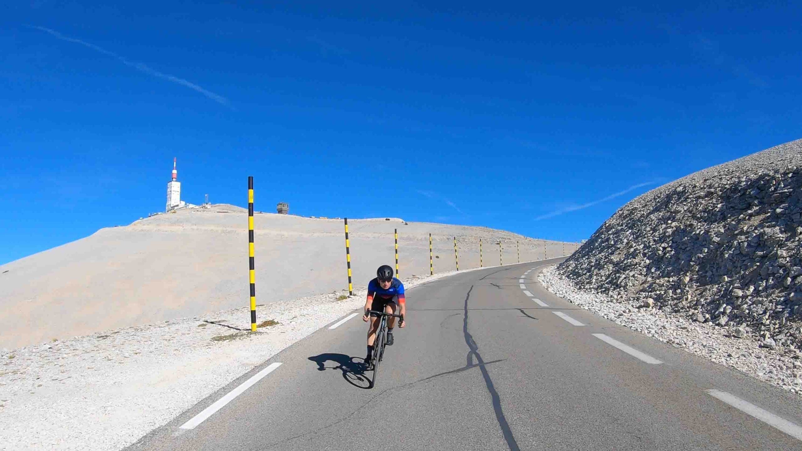 Cyclist descending Ventoux to bedoin