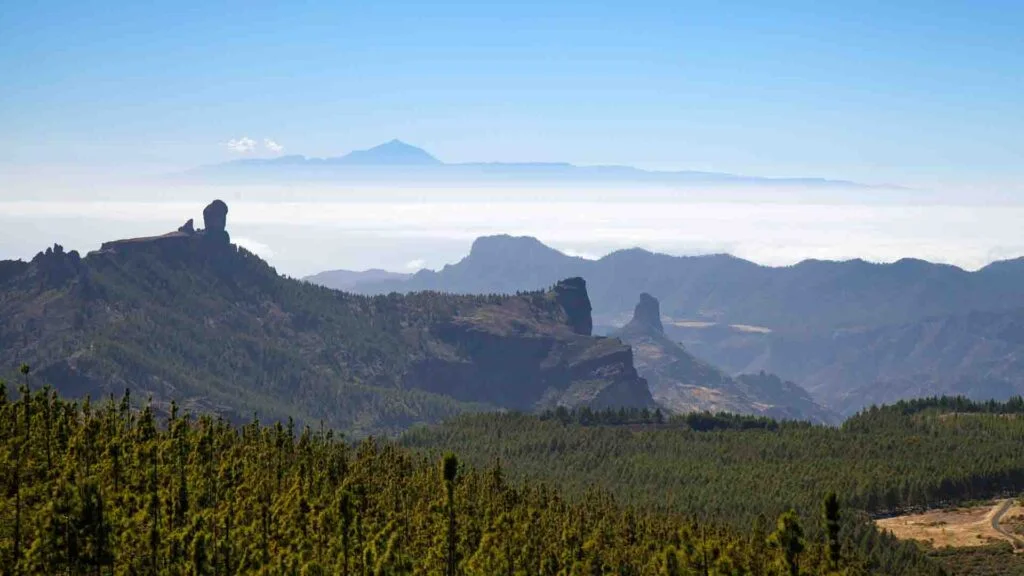 View from the summit of Pico de las Nieves cycling climb in Gran Canaria
