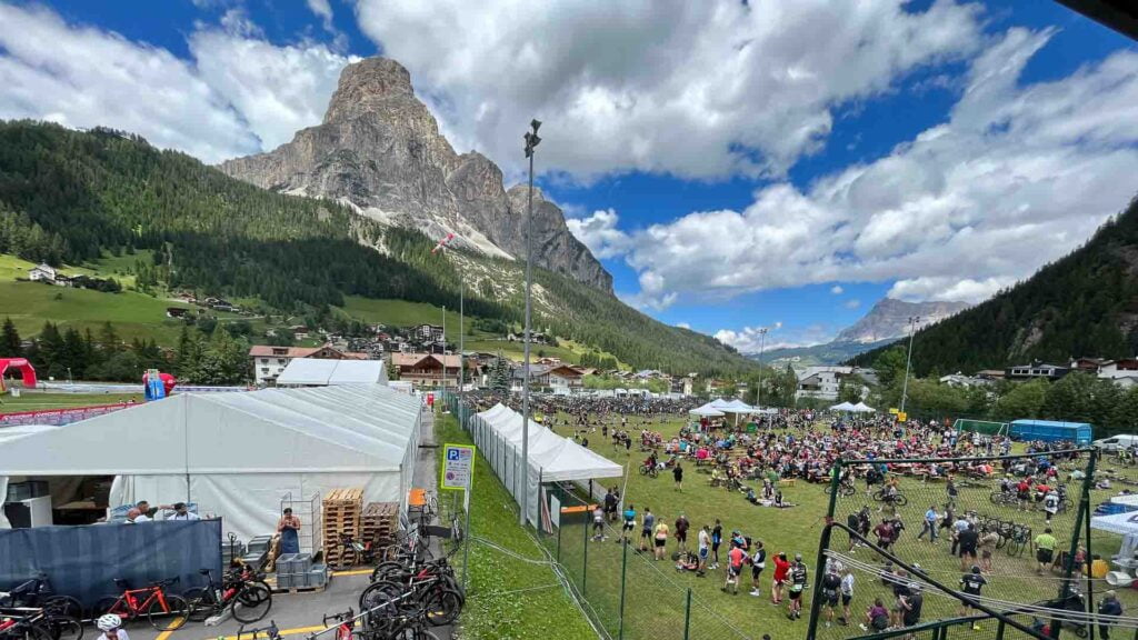 View of the Maratona dles Dolomites preparations