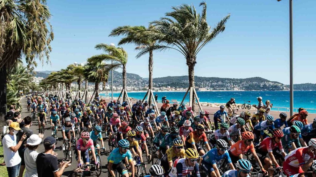Cyclists in Nice at an event similar to the L'Etape du Tour