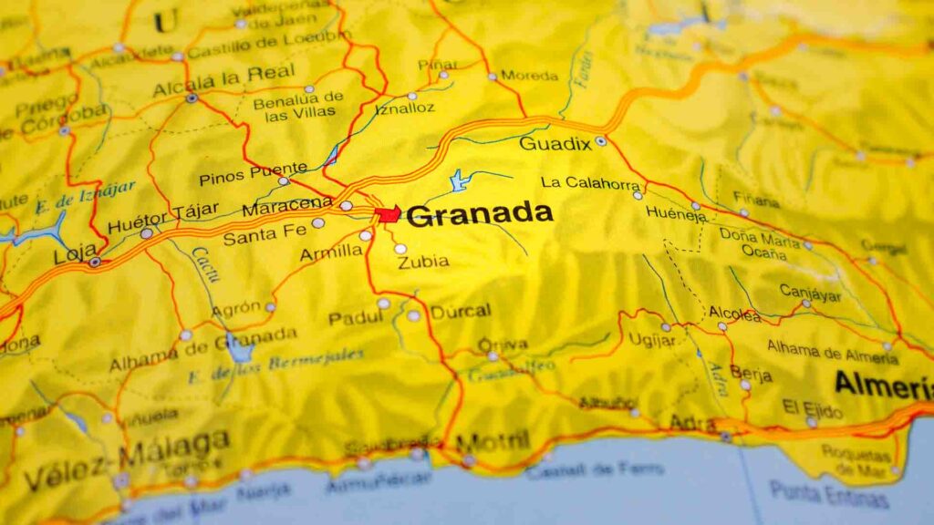 Map of Granada and Sierra Nevada Spain