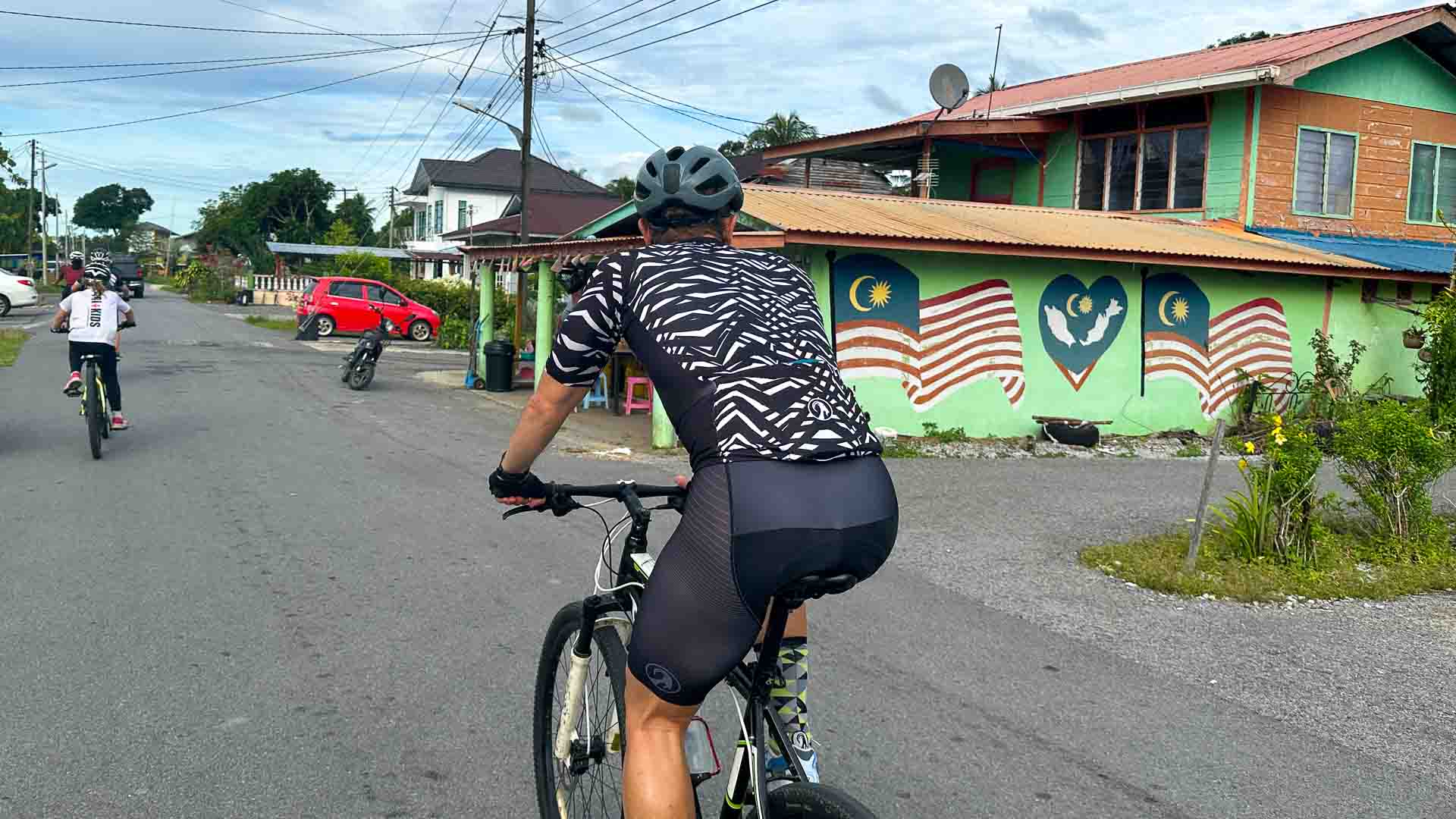 Cyclist on a cycling holiday in Borneo