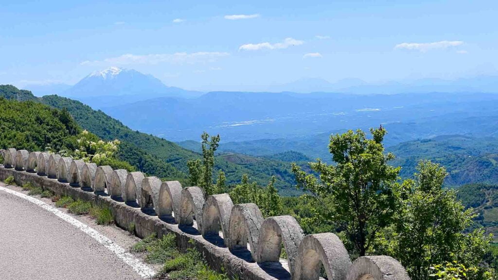 Mountain road in Albania with far-reaching views