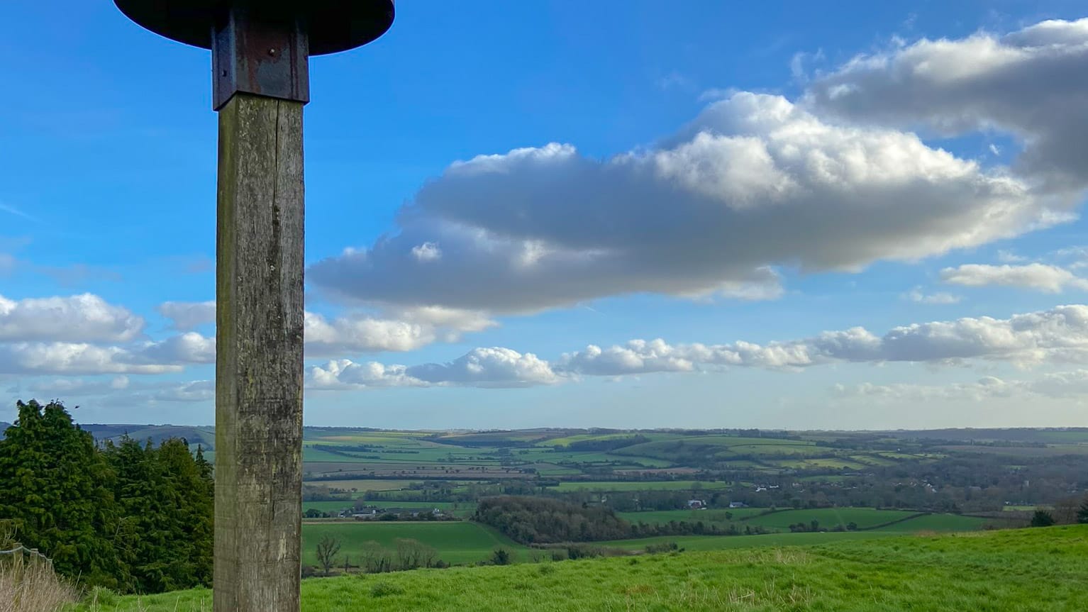 View over the top of the Beacon Hill climb, South Downs, UK