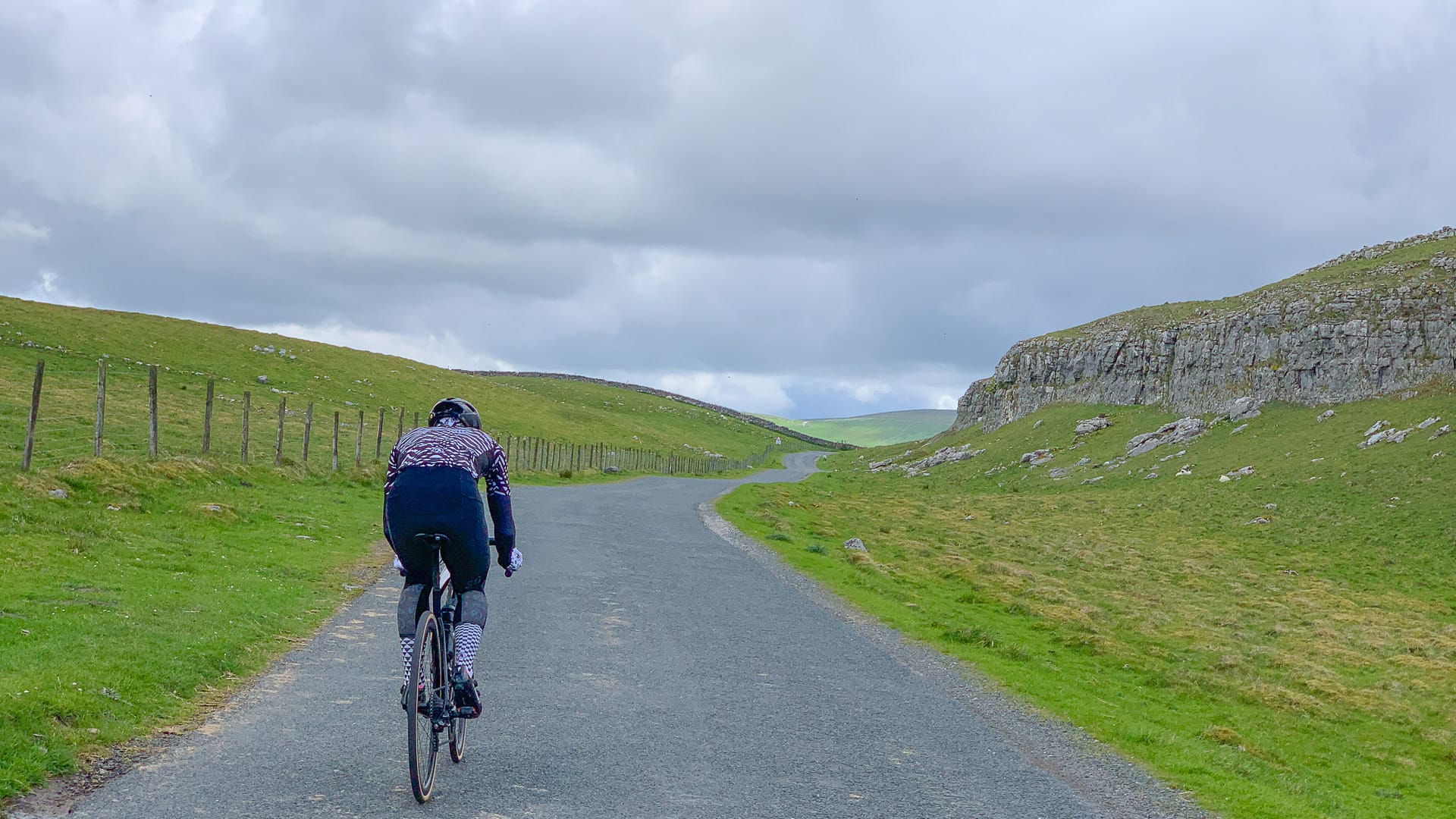 Cyclist exploring around Malham Tarn