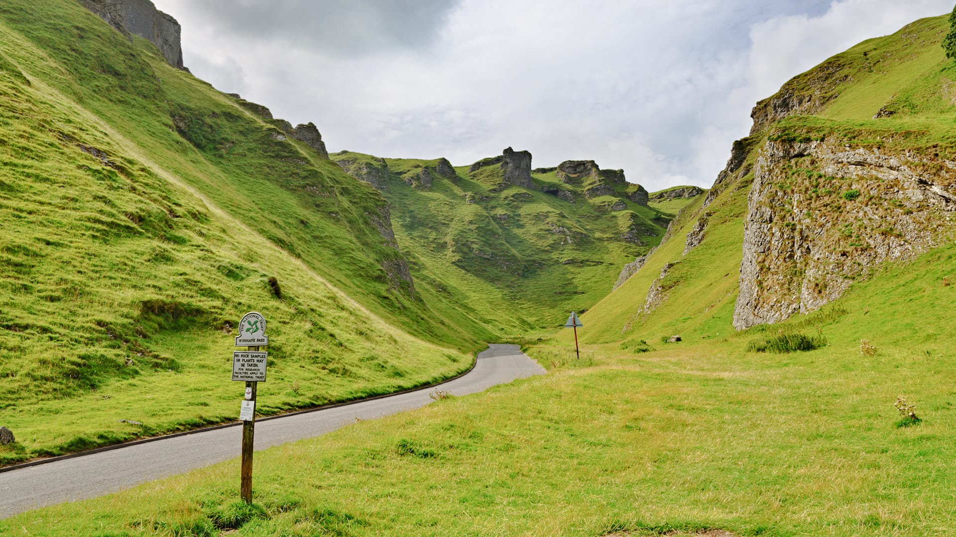 View of Winnats Pass in the High Peak area of Derbyshire