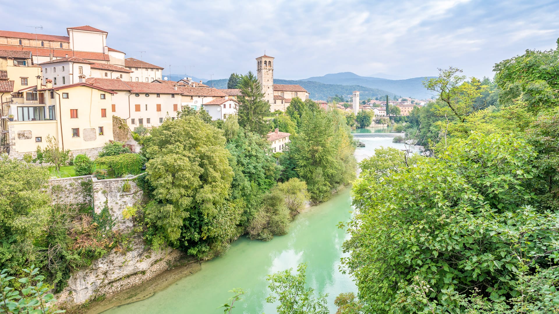 View of Cividale del Friuli and the river in Italy