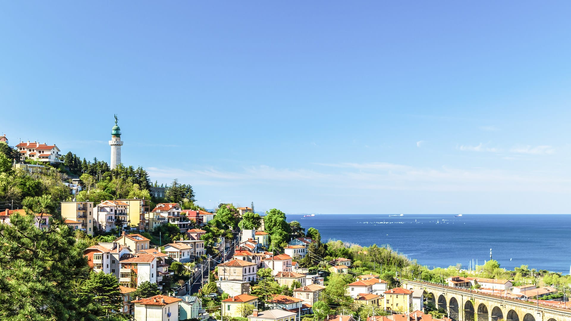 Sunny spring day in the Bay of Trieste, Italy