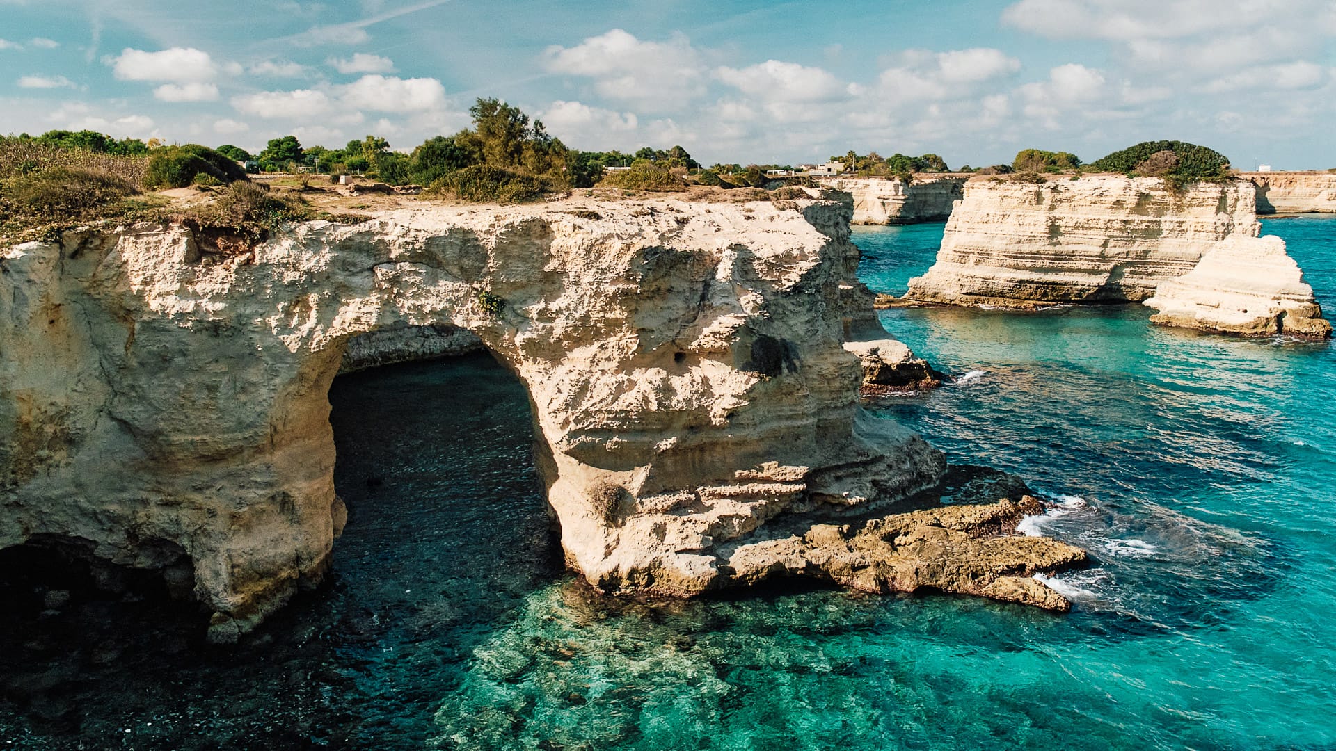 Rugged coastal cliffs in Salento