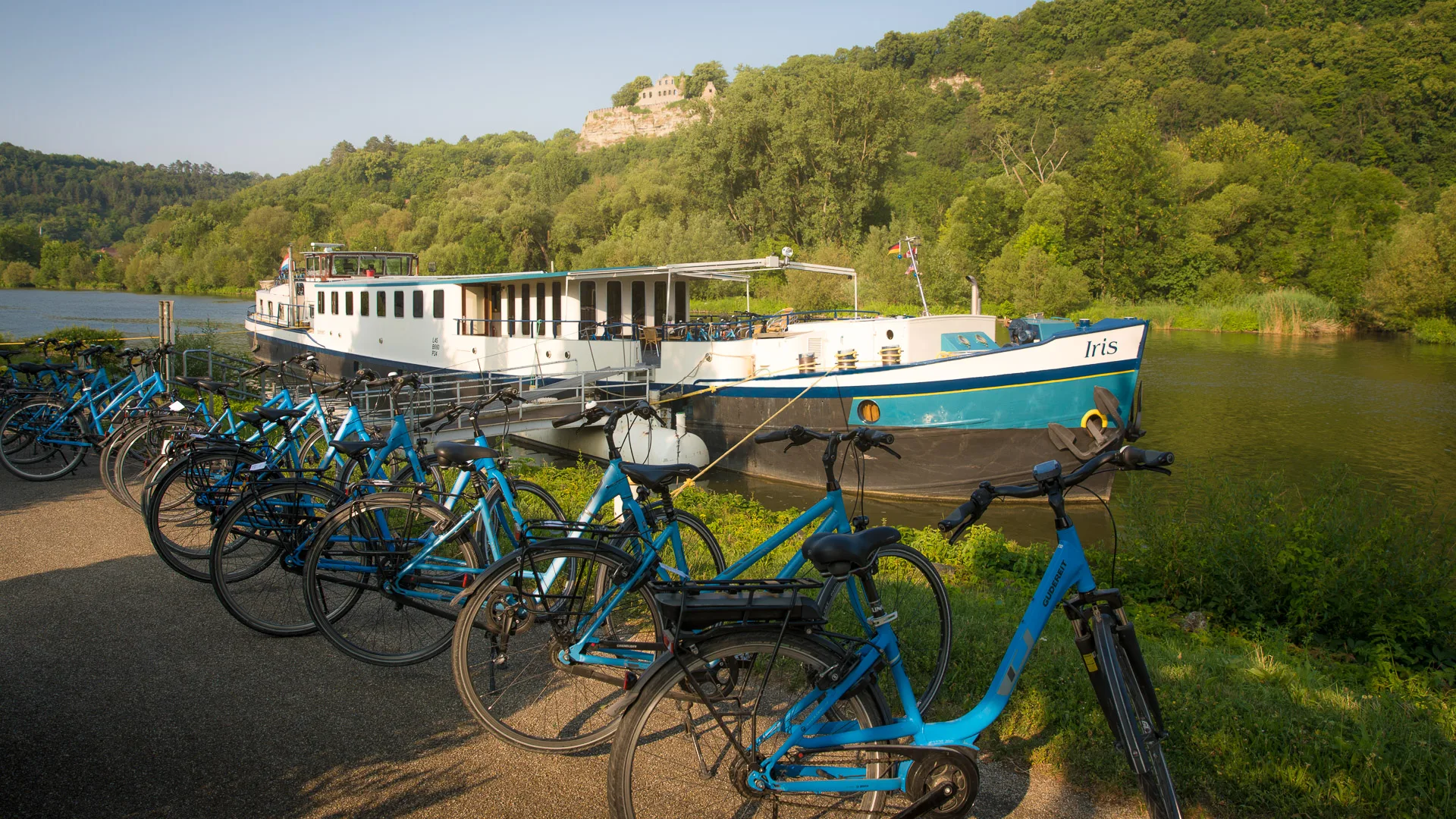 A river cruise ship on bike and barge tours in europe