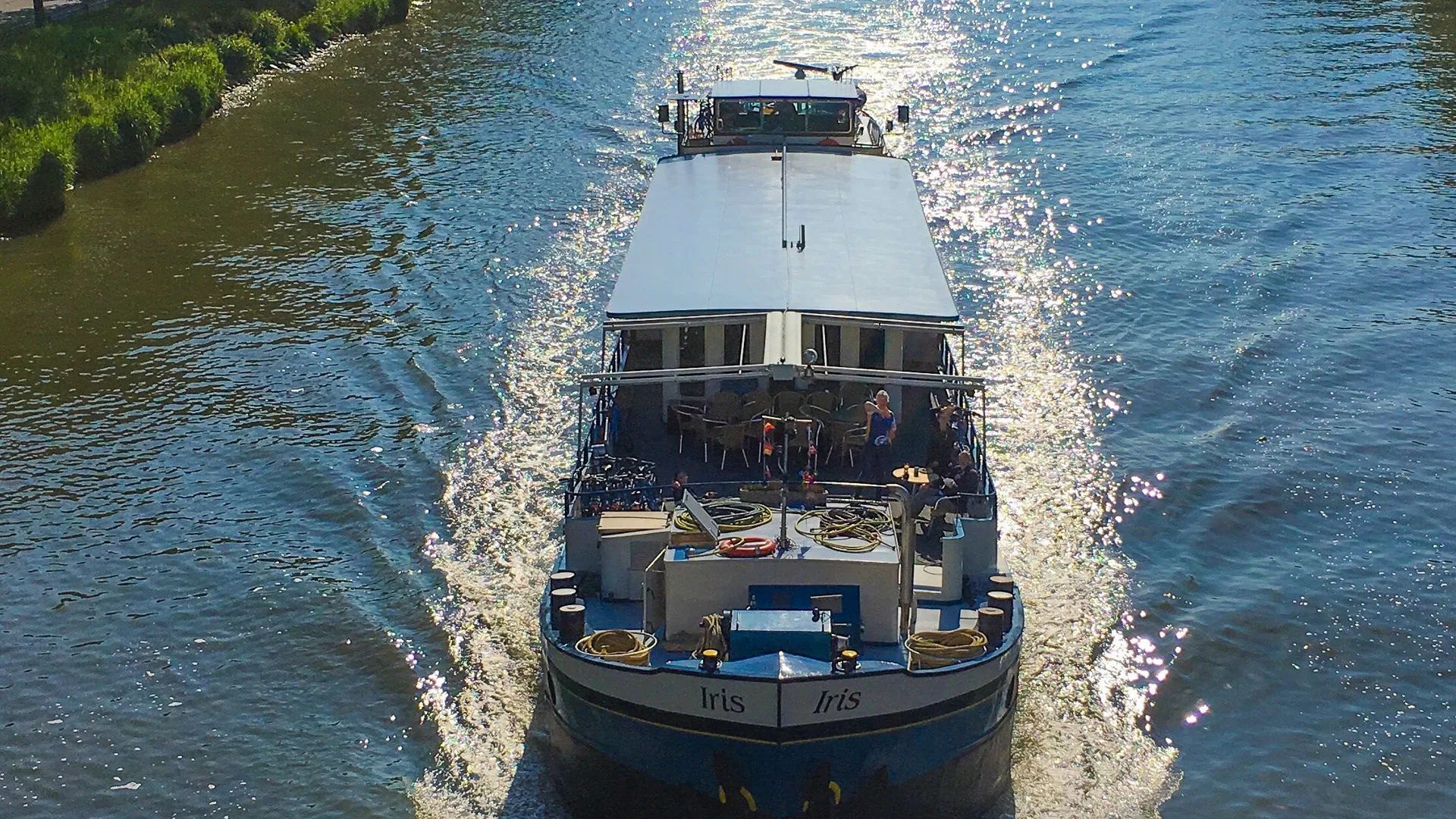 The IRIS barge cruising through the waters