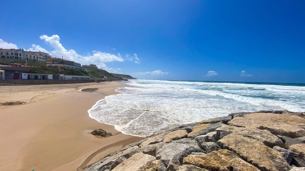A beautiful beach on the Atlantic Coast between sintra and porto